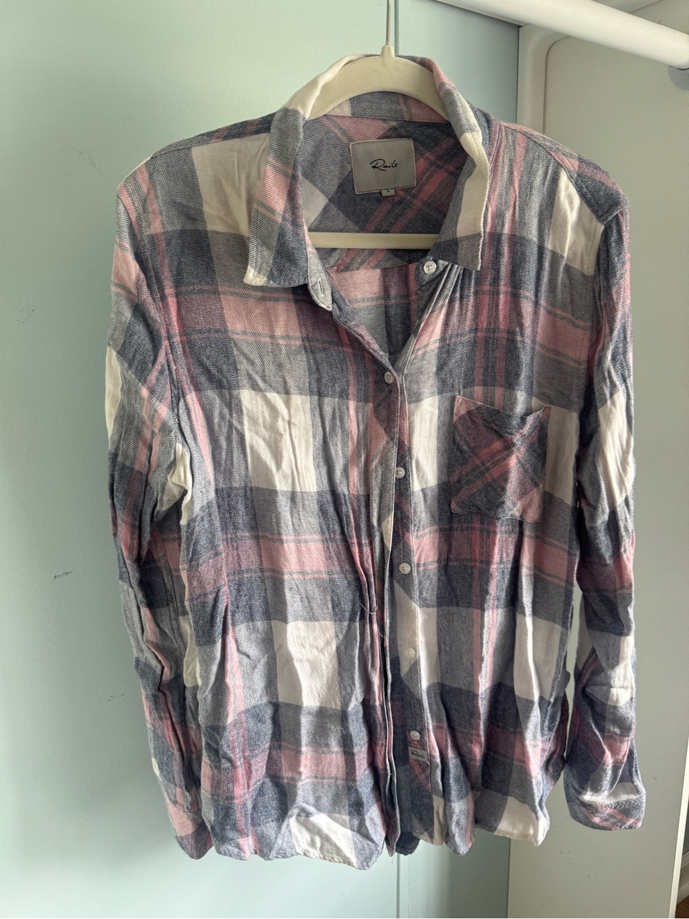 Rails Pink, Gray & White Plaid Button-Down Shirt